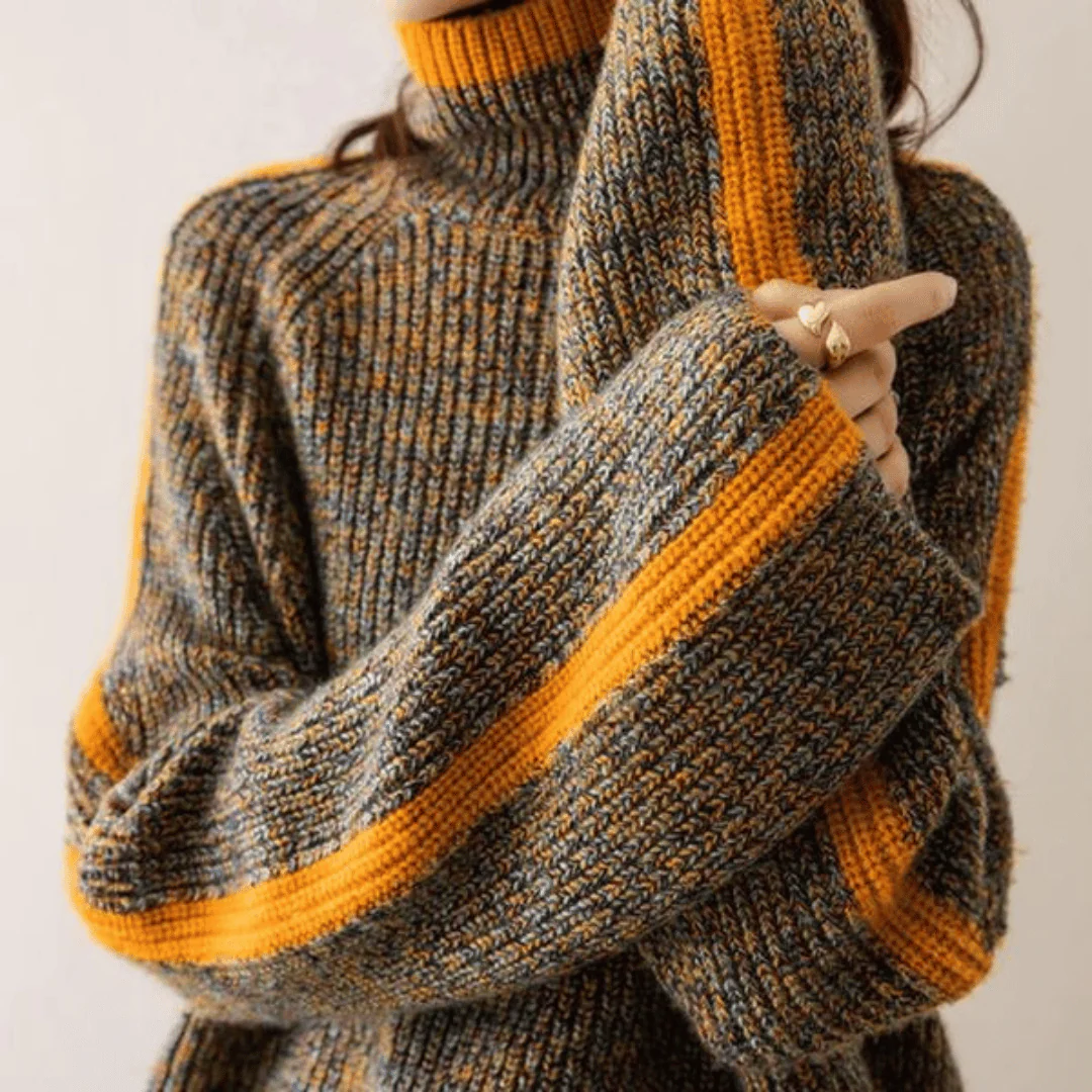 Ravelyn – Gestrickter Rollkragenpullover in Melange